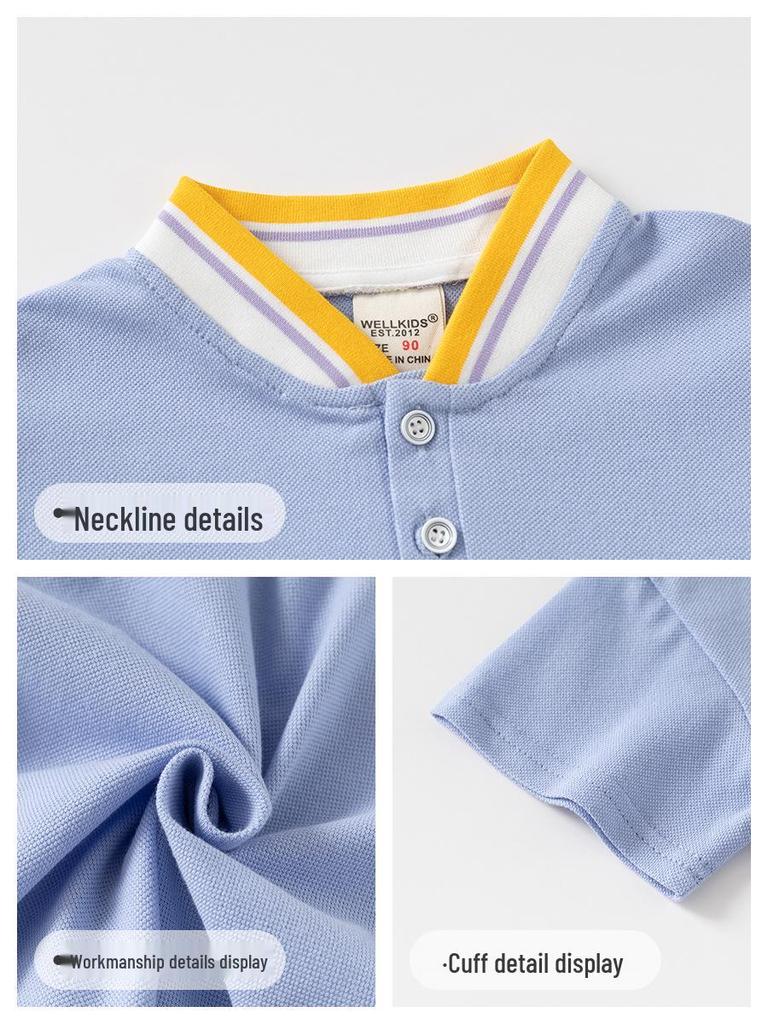 Cartoon Cotton Short Sleeve Polo Shirt for Toddler Boys - Summer Stand Collar T-Shirt