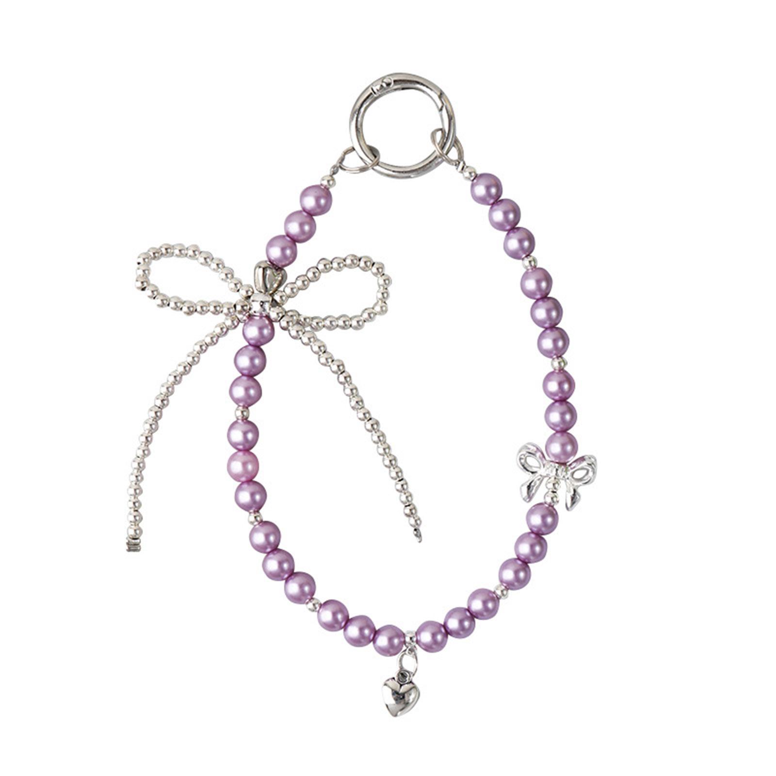 

Стильный брелок-подвеска из бисера для чехла мобильного телефона и наушников, модное украшение в виде банта для женщин фиолетовый