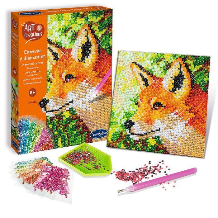 Création à base de mini strass - SENTOSPHERE - Art &amp; Créations - Canevas à Diamanter - Renard - Dès 8 ans