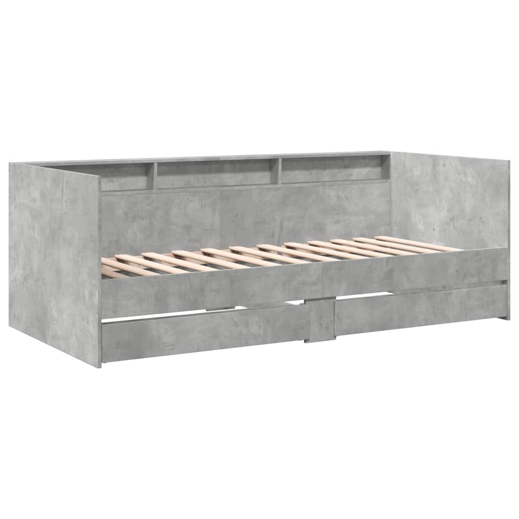 Daybed with Drawers (Without Mattress) Concrete Grey 75 x 190 cm