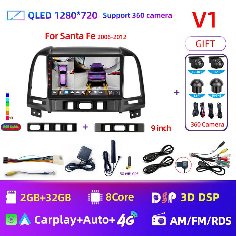 8Core Android 12 DSP Car Radio Multimidia Video Player Navigation GPS For Hyundai Santa Fe 2 2006-2012 2din Head Unit Carplay