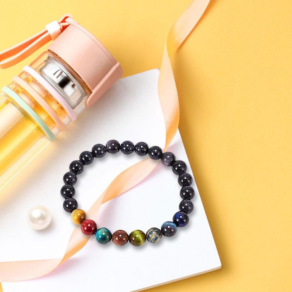 Natural Stone Beads Bracelet Women Men Beads Wristband Bangle Elastic Cord Unisex Bracelet Jewelry BR18Y0533-3