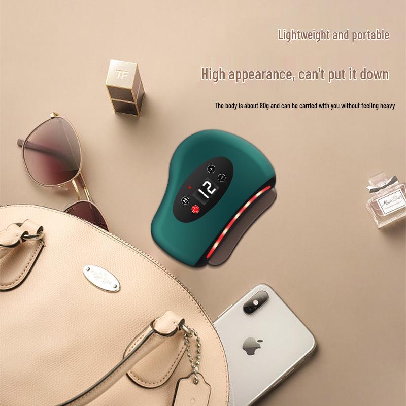Smart Jade Facial Guasha Tool: Wireless Vibration & Heat Meridian Massager.