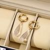 New Fashion Long Waterdrop Pendant Hoop Earrings For Women Round Stainless Steel Gold Color Ear Buckel Dangle Female Jewelry
