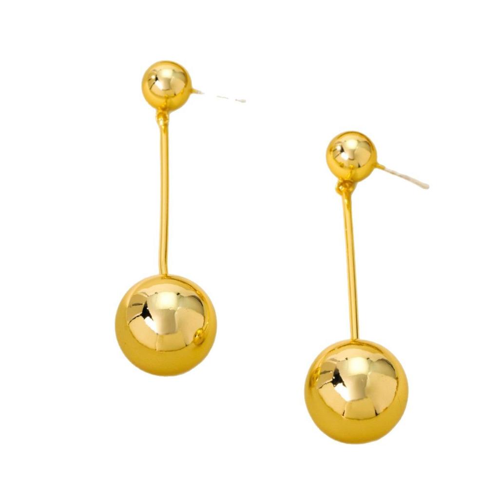 Style Minimalist Metal Ball Exaggerated High-end Long Earrings With Feel Tassel Women