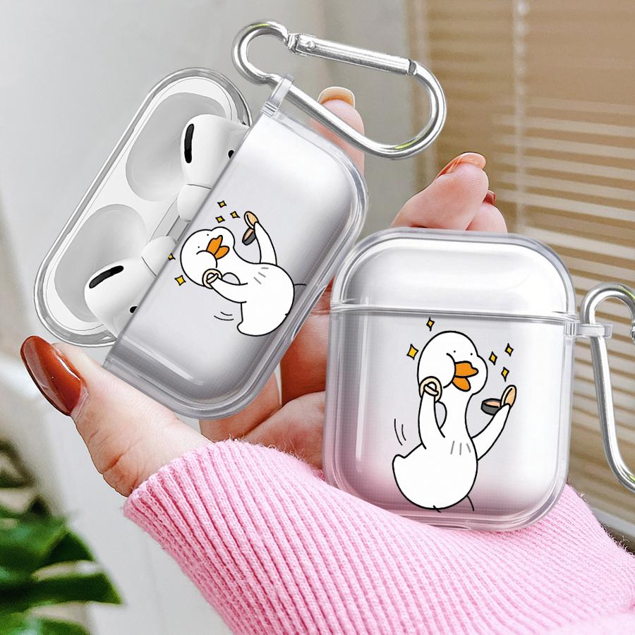 Cartoon Duck Case For Airpods Pro3 4 Pro 1 2 Pro2 3 Clear Earphone Cases Cover