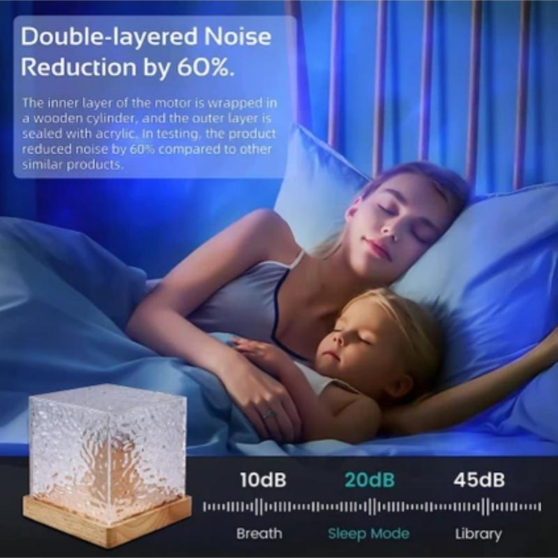 Vann Ripple Atmosfære Lampe Soverom Sengen Romantisk Lampe Dynamisk Firkantet Bordlampe