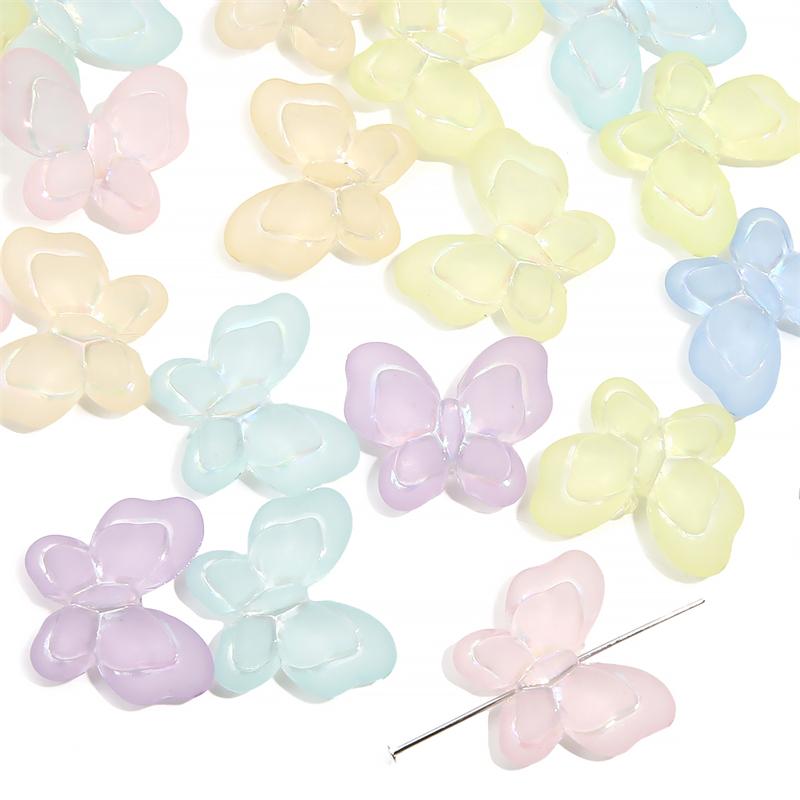 

10 шт./пакет, матовые акриловые бусины-бабочки с серебряной подкладкой, подвески, свободные бусины-разделители для ожерелья, браслета, брелка, сделай сам, изготовление ювелирных изделий разноцветный