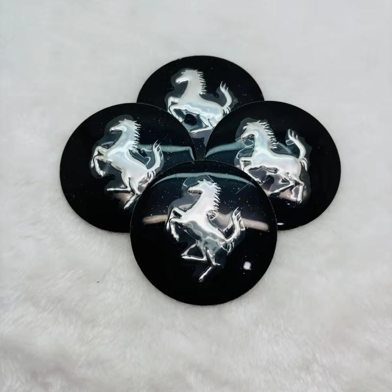 4PCS/Set 56mm/60mm/65mm For Ferrari Horse Donkey Badge Emblem Car Wheel Hub Center Cap Rim Cover Decoration Stickers Accessories MQ0