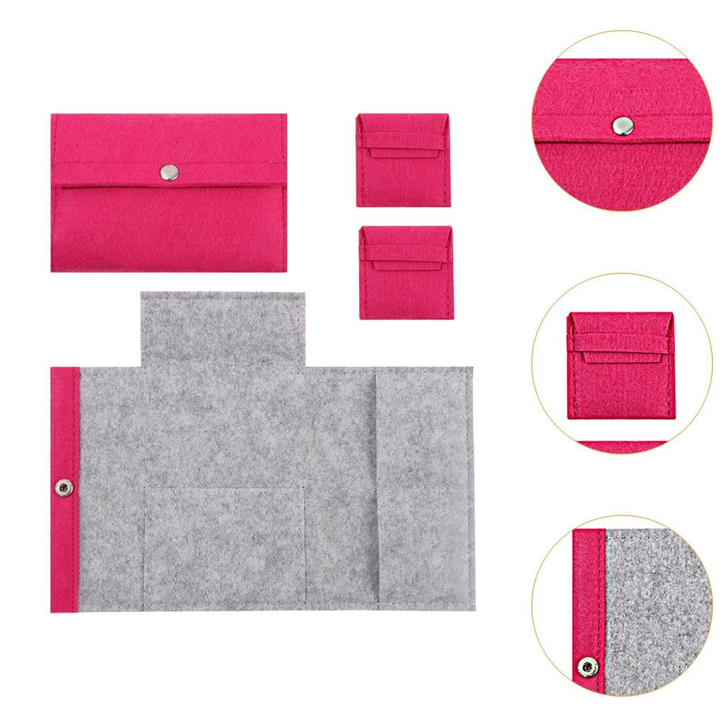 3x Circular Knitting Bag Travel Sewing Supplies Felt for Beginners Organizer Collecting Sorting Circular Needle Case