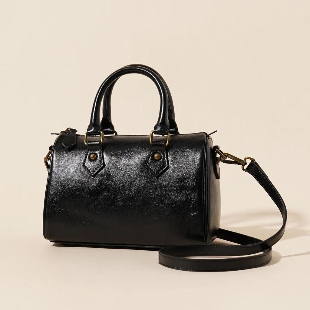 New Fashion Versatile Single-Shoulder Women's Bag Classic Boston Genuine Leather Crossbody Bag Casual Cowhide Handbag Strictly Selected