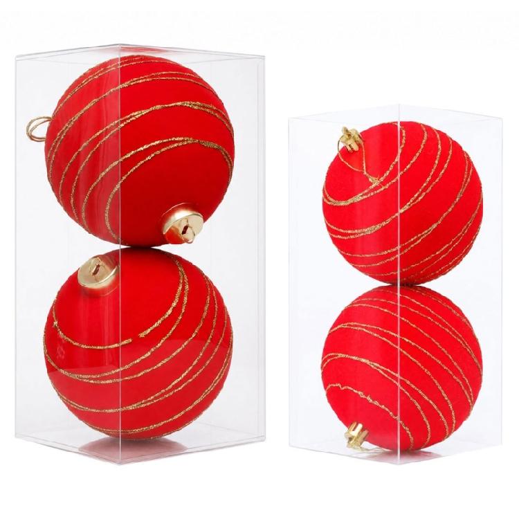 2Pcs Christmas Baubles Ornament Sparkling Velvety Sphere Decoration For Christmas Tree Wreath Mantels Window Display