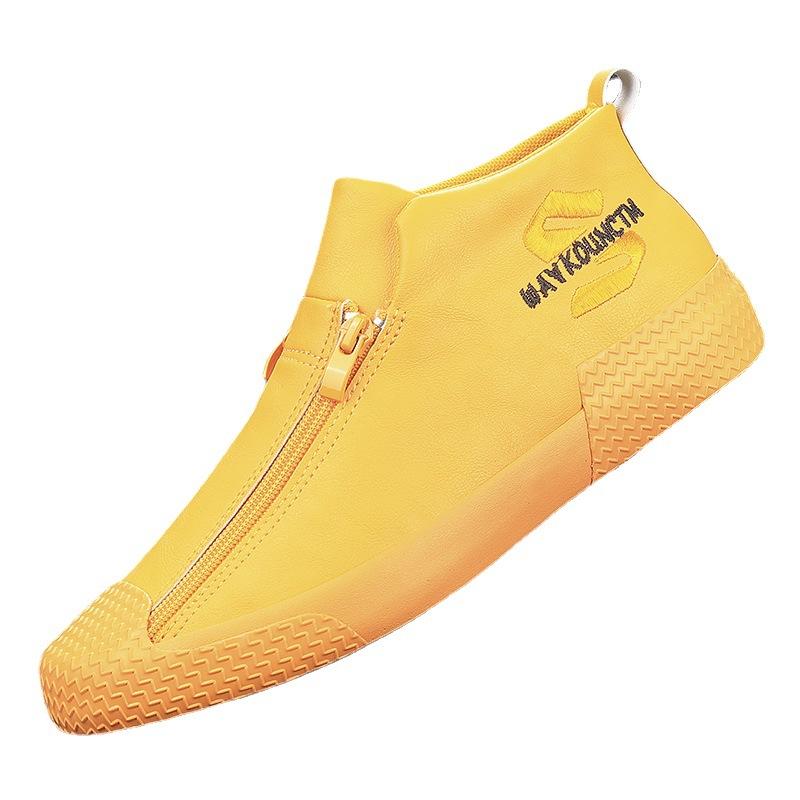 Men's High top Shoes Leather Sports Shoes Men's Spring Trendy Casual Men's Shoes Versatile Trendy Shoes