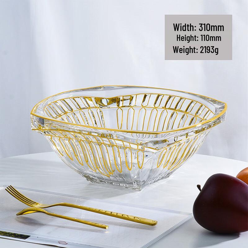 Flavinmci European Gold-Painted Crystal Glass Fruit Bowl