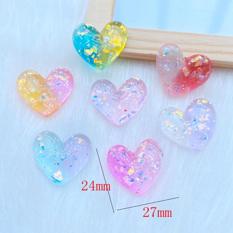 10Pcs New Cute Resin Mini Shining Heart Flat back Cabochons Scrapbooking DIY Jewelry Craft Decoration Accessories Q42