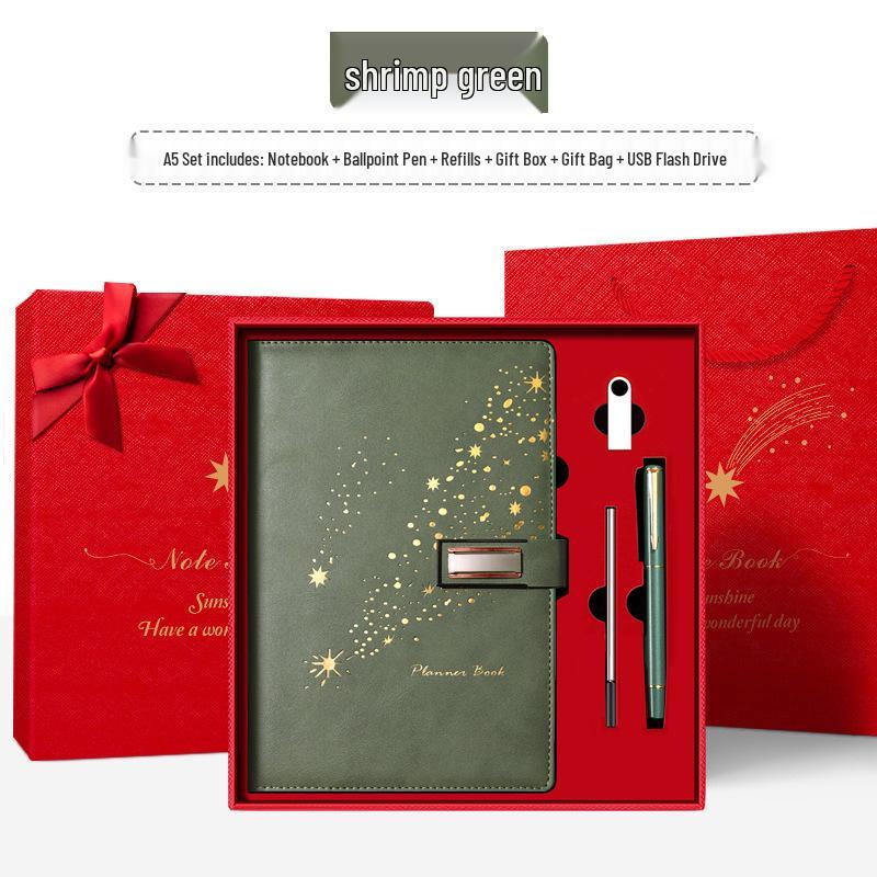Set de regalo de cuaderno Star Double Line 2026: Libro de registro de reuniones de negocios y oficina de mayor grosor