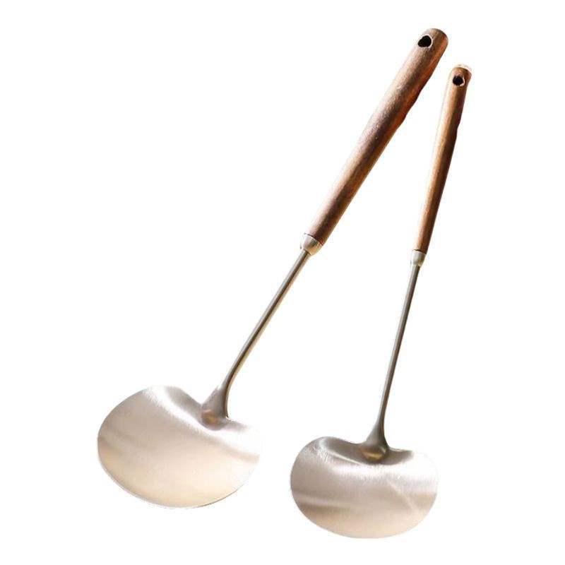 Stainless Steel Long Handle Mushroom Spatula and Soup Ladle 