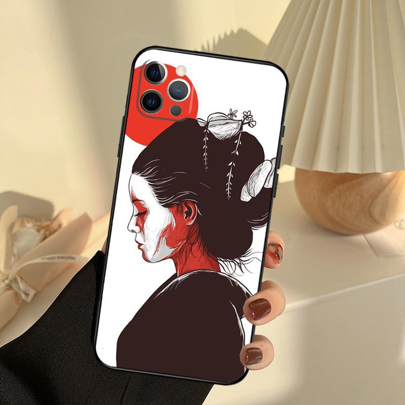 Japanese Style Art Phone Case For iPhone 16 14 13 12 11 15 17 Pro Max 13 mini 15 16 Plus 16e 17 Air Cover Funda