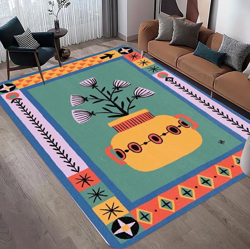 

Whimsical Folk Art Animal Rectangular Area Rug for Bedroom Living Room Non Slip Washable Floor Mat Home Decorative Soft Carpet 40X60CM