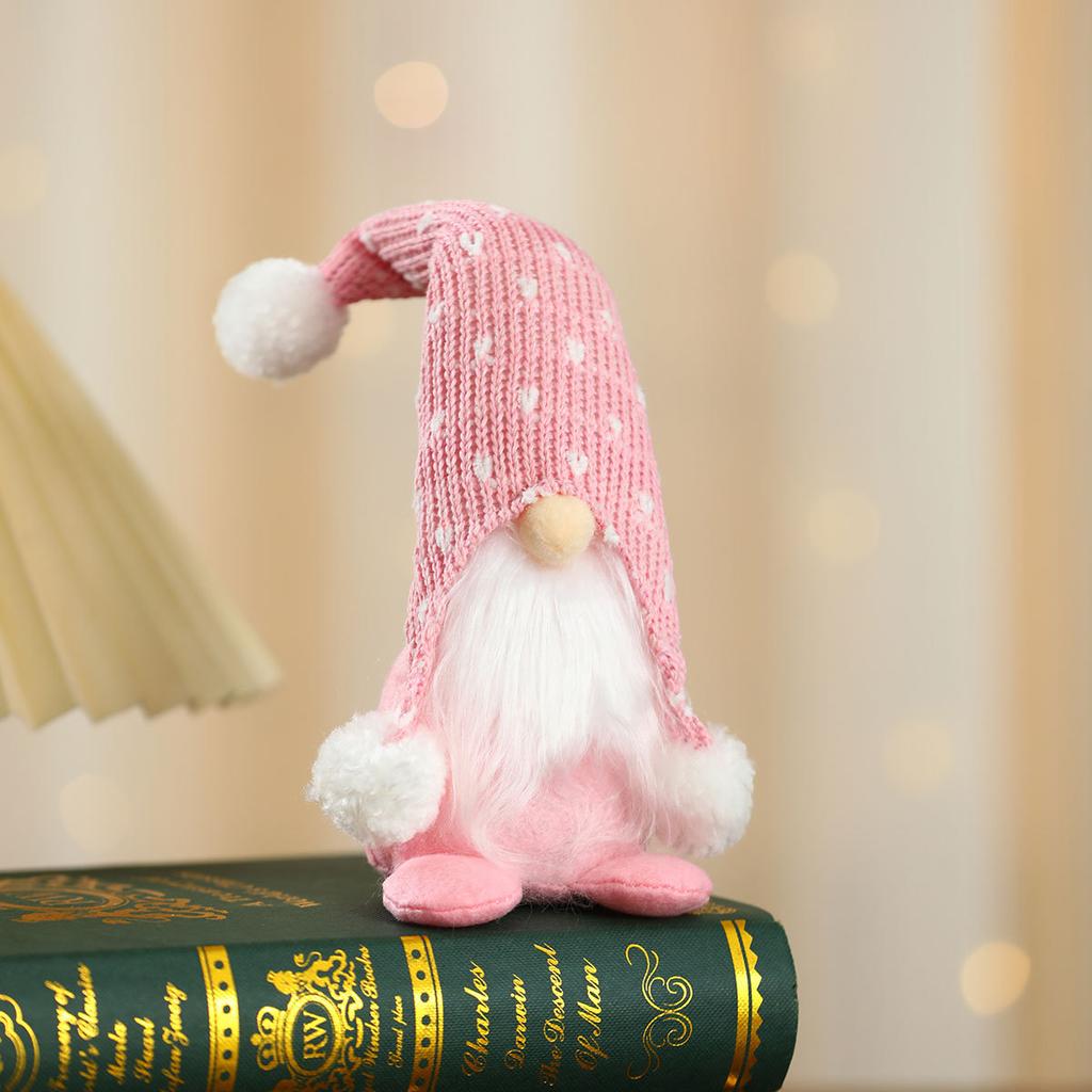 Christmas Polka Dot Knitted Hat Sitting Figure Decoration Home Hotel Window Decoration Gift
