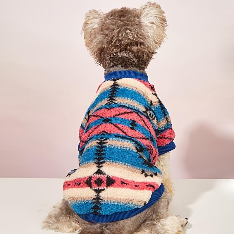 Warm Striped Pet Sweater for Small and Medium Dogs - Cozy Winter Dog Clothes with Soft Plush Lining