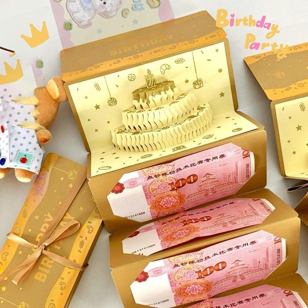 3D Födelsedag Rött Kuvert Hälsningskort Vikbart Födelsedag Rött Kuvert Musikalisk Ljus Hälsningskort Flera Kortplatser