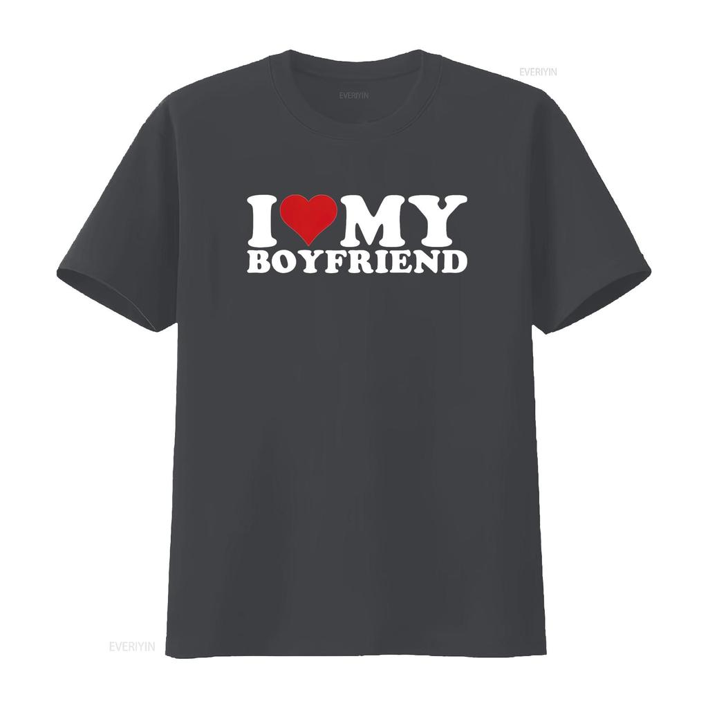 I Love My Boyfriend Heart BF T Shirt Black L Vintage Washed Designer Clothes Graphic Soft Homme Top For Everyday Wear