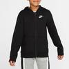 Nike Sweatshirt Casual Fleece Lined Zippers Open Collar Hooded Black Kids' Unisex BV3699-010