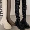 Fashion Womens Thick-heeled Over-the-knee Boots High Heeled High Quality Fad White Long Boots Women Heightened Elastic Boots Boats Mujer