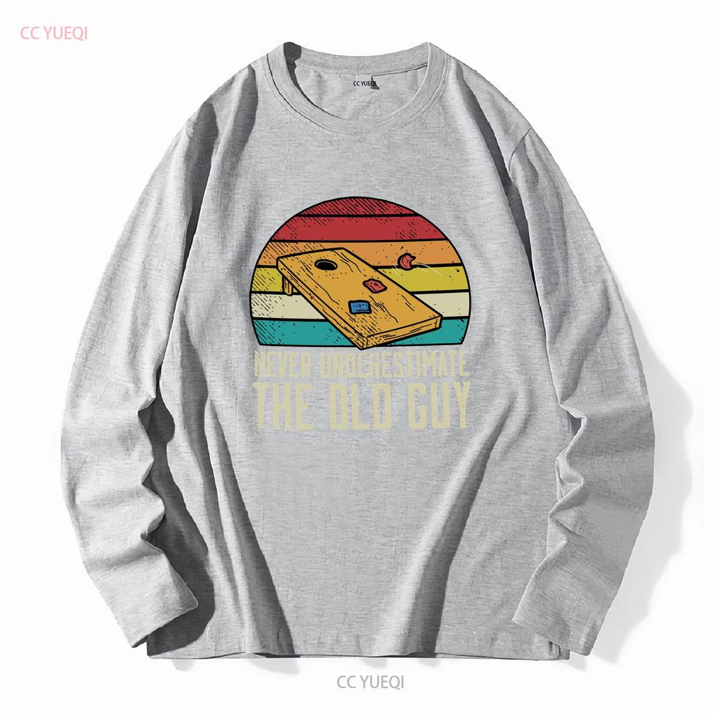 Cornhole T Shirt Corn Hole Team Player Old Guy long or short sleeves vintage Washed Comfortable Soft Unisex Casual