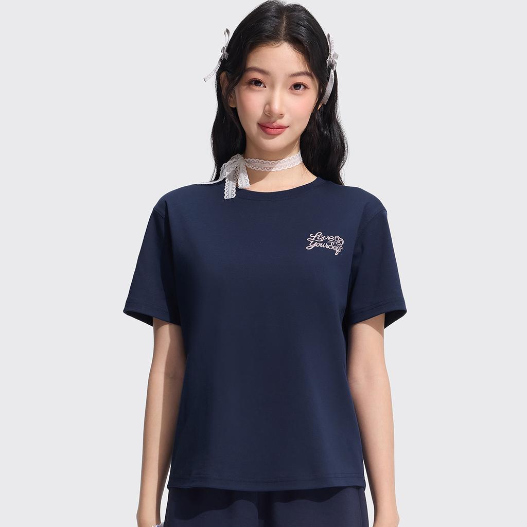 Li Ning Sports Lifestyle Serie Pullover Rundhals Logo Buchstabe T-Shirt Damen Oberteile ATSW270-2