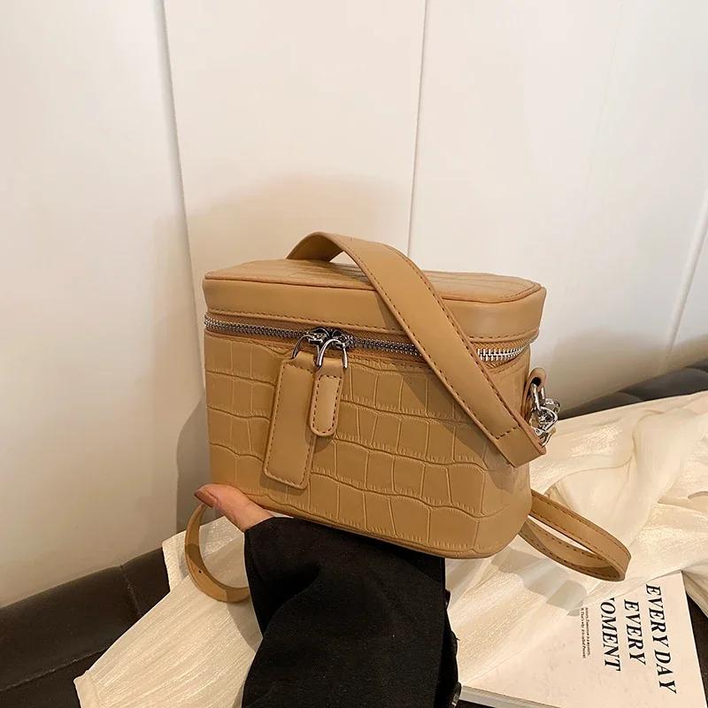 Damen Henkeltaschen mit solidem Reißverschluss klassische Freizeittaschen Umhängebox-Taschen