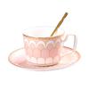 Geometric Striped Porcelain Coffee Cup with Saucer Luxury Gold Plated 200ml Mug Home Exquisite Dessert Tea Cup Home Decoration
