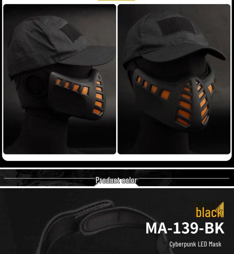 Cyberpunk LED Half Face Mask - Halloween Party Costume Accessory