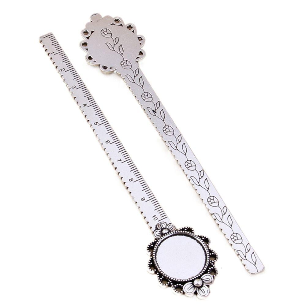 Cabochon Base Antique Bookmark Ruler Bronze Bookmark Exquisite Ruler Book Cilp  Stationery