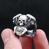 Vintage Gothic Motorrad Motor Totenkopf Ringe für Männer Jungen Edelstahl Punk Biker Ring Mode Reiter Schmuck Geschenk