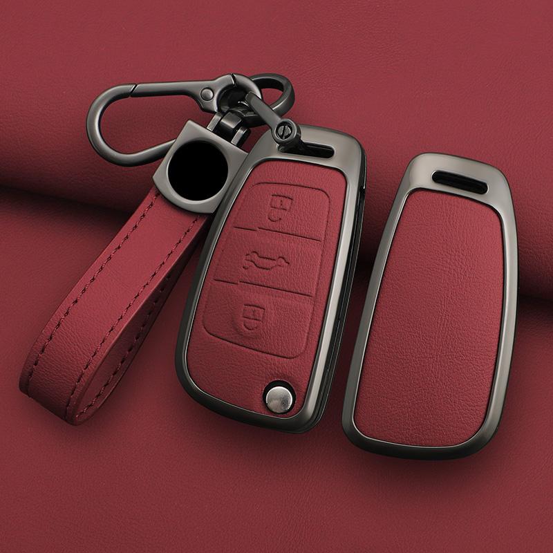 Zinc Alloy Leather Car Remote Key Case Cover for A1 A3 8P A4 A5 A6 C7 A7 S3 S7 S8 R8 Q2 Q3 Q5 Q7 Q8 SQ5 TT RS3 RS6 Keychain