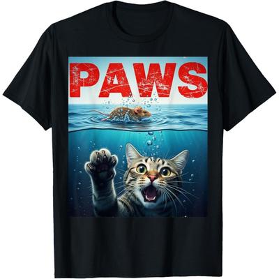 PAWS פארודיה חתול עכבר מצחיק חתול רודף עכבר חולצה