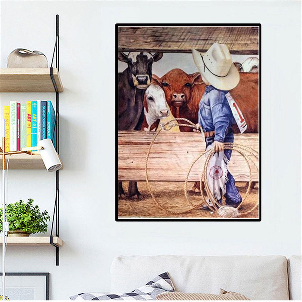 Tam Elmas Nakış Küçük Kovboy El Sanatları Satılık Elmas Boyama Hayvan Mozaik Nakış Duvar Sanatı