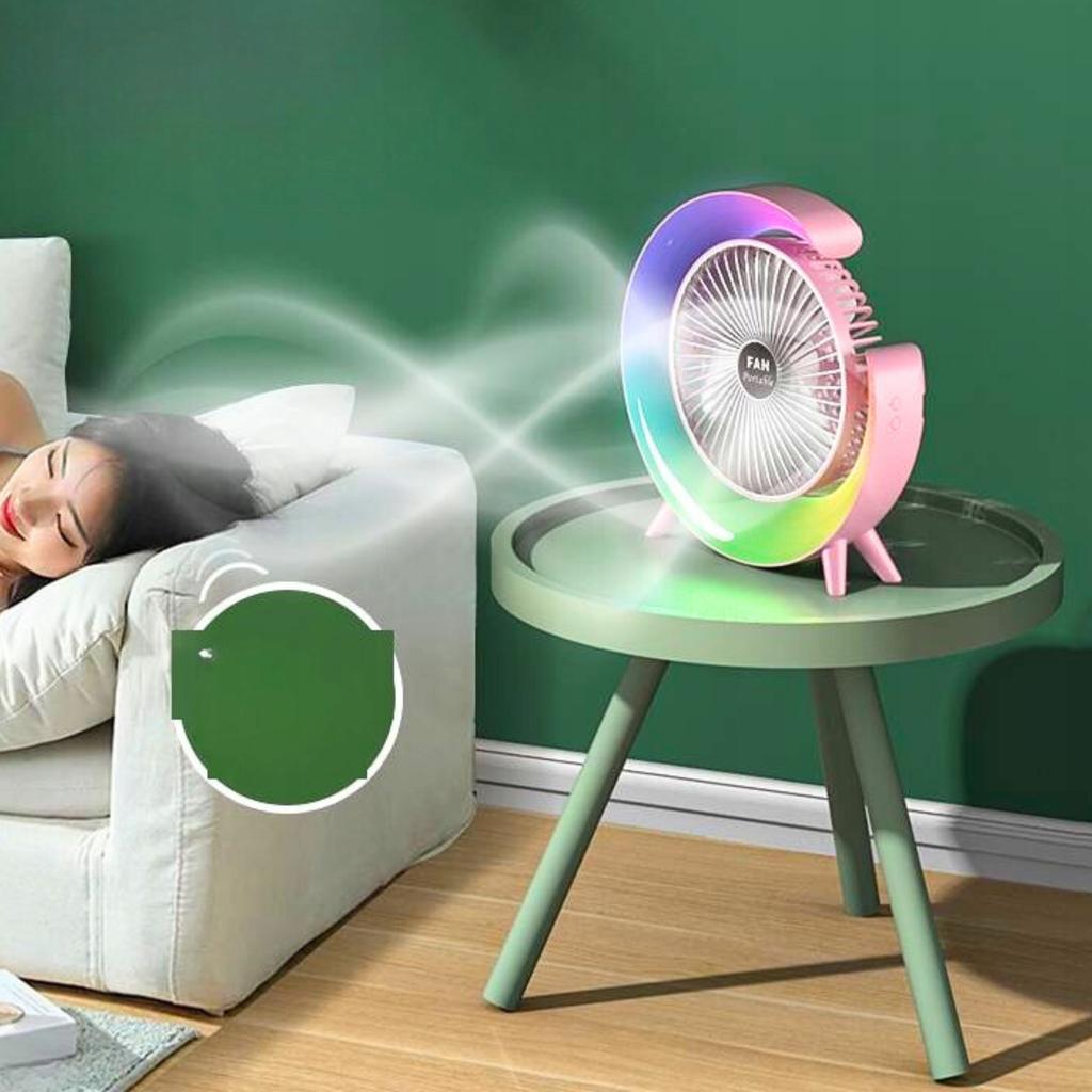 Desk Fan For Summer Led 3 Speeds Rgb Powerful Quiet