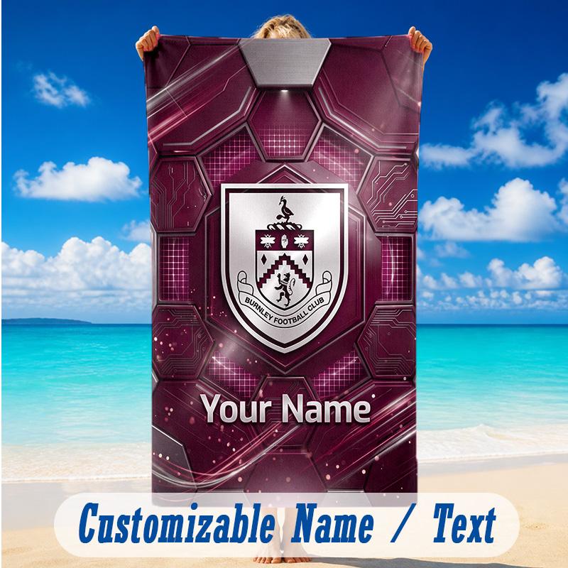 Beach Towel Custom Name Text, Quick Dry Large Towel For Beach HomeBurnley Football