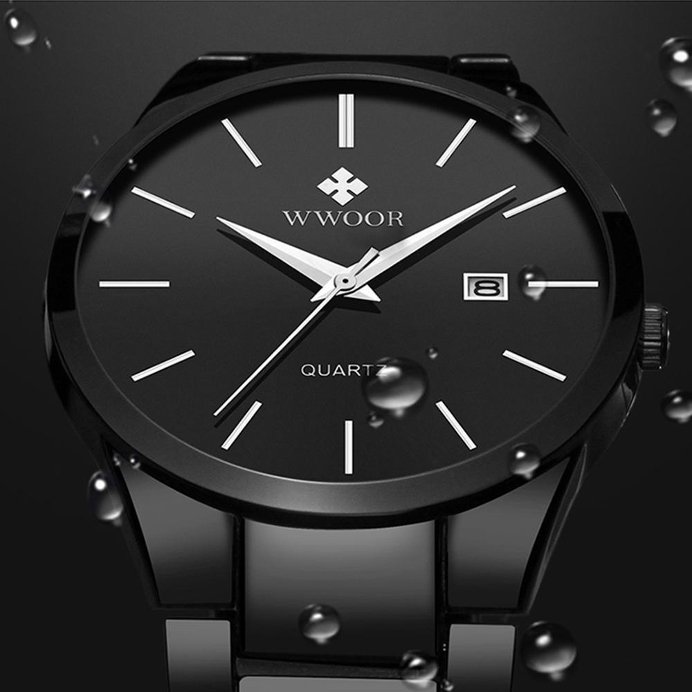 Top Brand Luxury Fashion Men's Watches Full Black Steel Belt Watches For Men Quartz Wristwatch Waterproof Clock