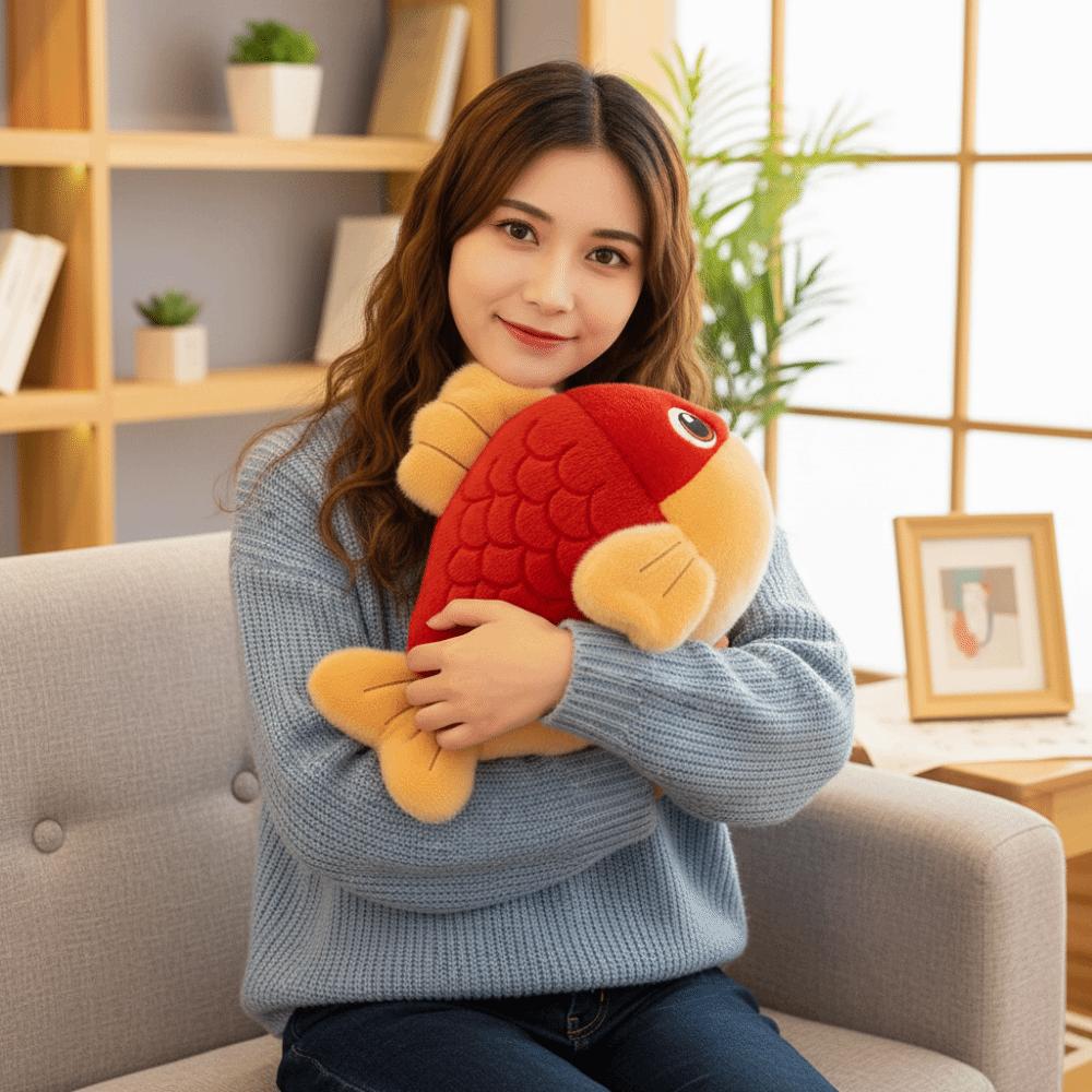 Cartoon Captured In Reality Red Carp Plush Toy Plush Material Goldfish Stuffed Doll Good Fortune