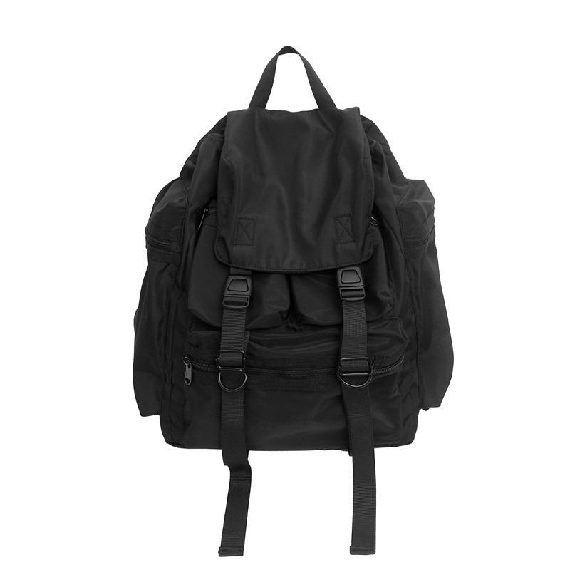 Large capacity tooling style high school student schoolbag men's new fashion casual solid color backpack