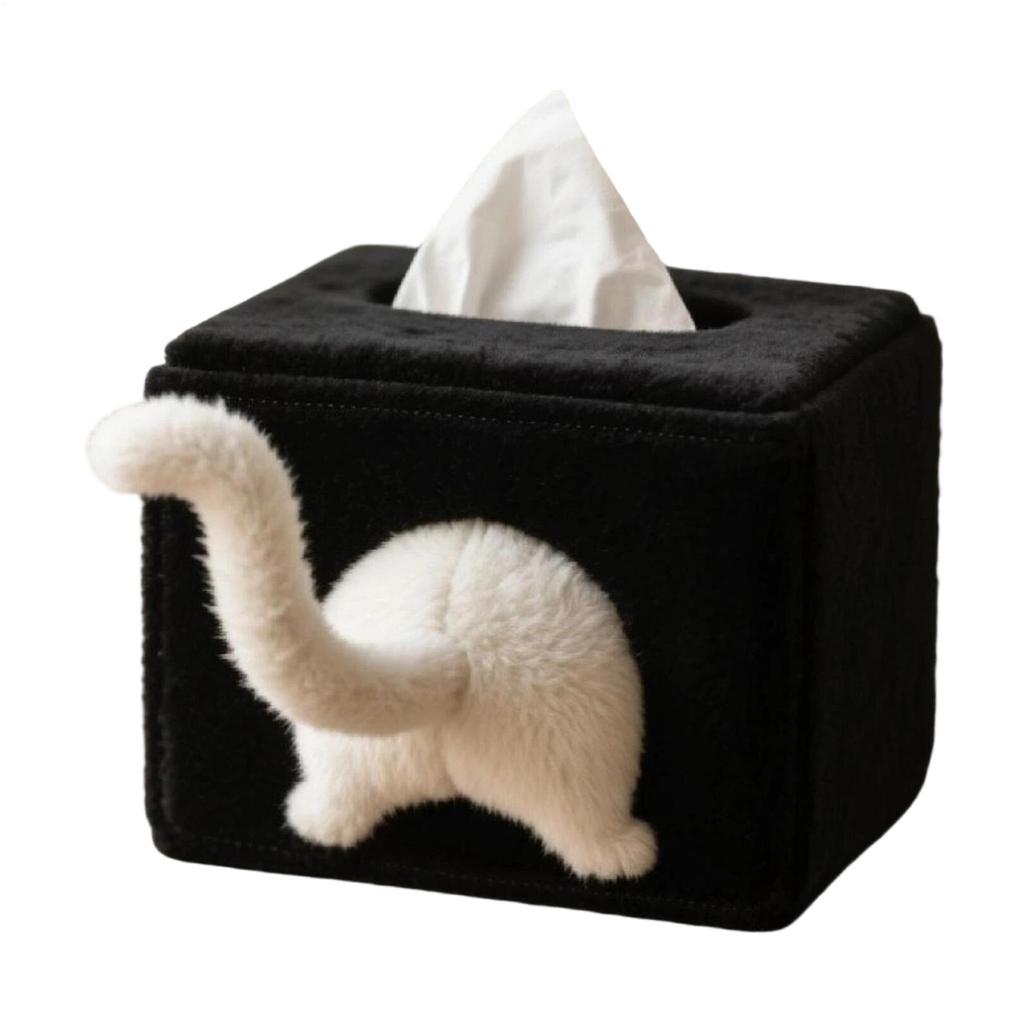 Cute Cat Butt Tissue Box Funny At Butt Napkin Dispenser Velvet Decorative Facial Tissue Holder For Kitchen Countertop Bedroom