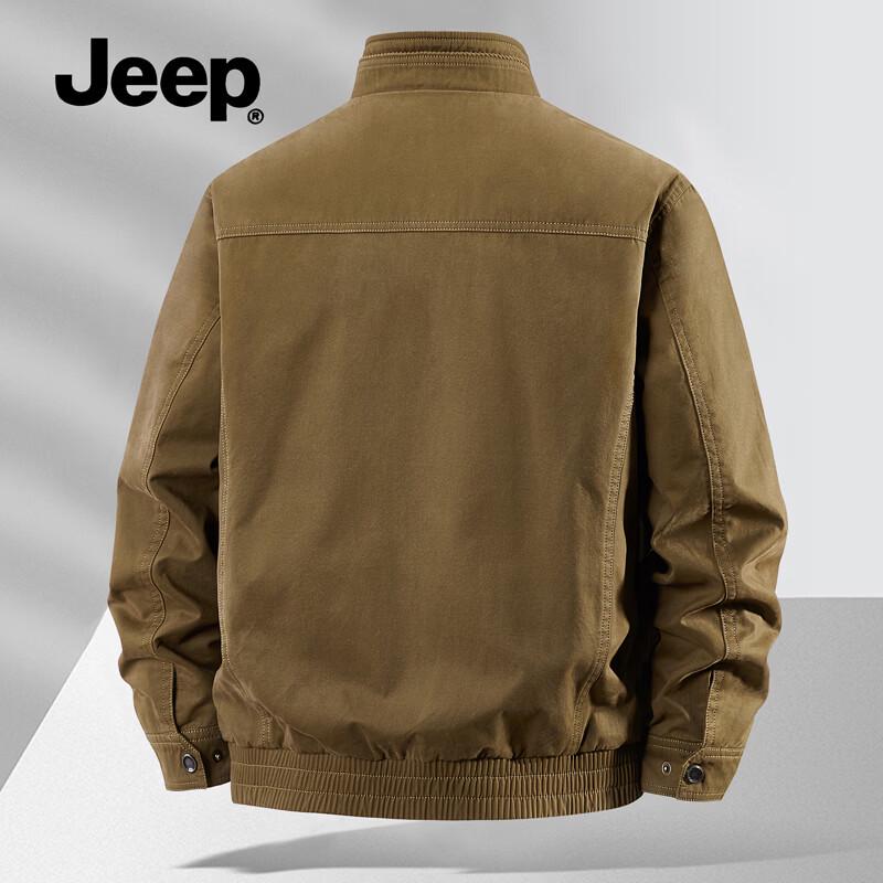 Jeep Men's Washed Cotton Stand-Collar Casual Utility Jacket