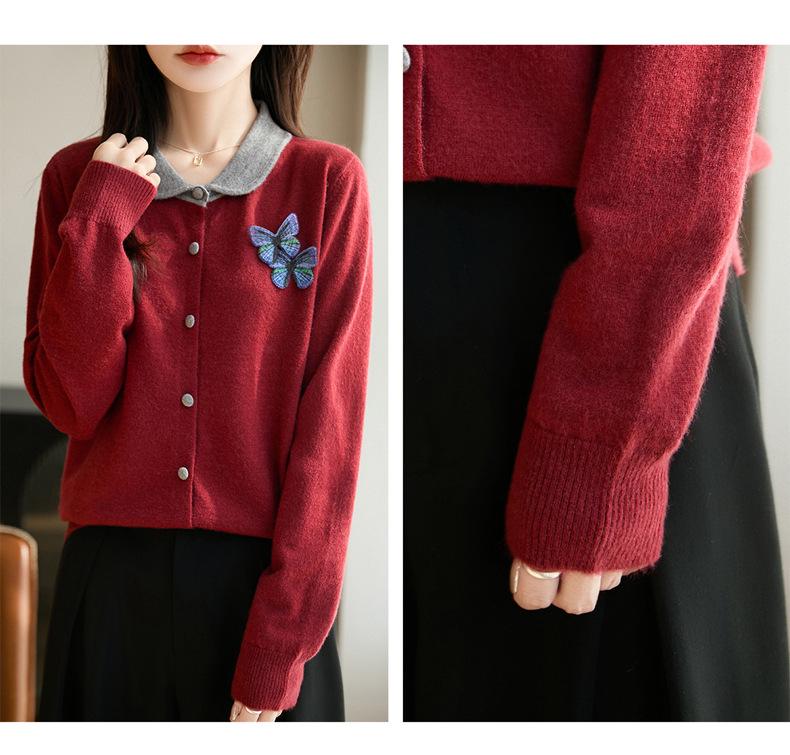 Doll Collar Women's Knit Cardigan - Versatile, Stylish, Loose Wool Coat for Autumn/Winter