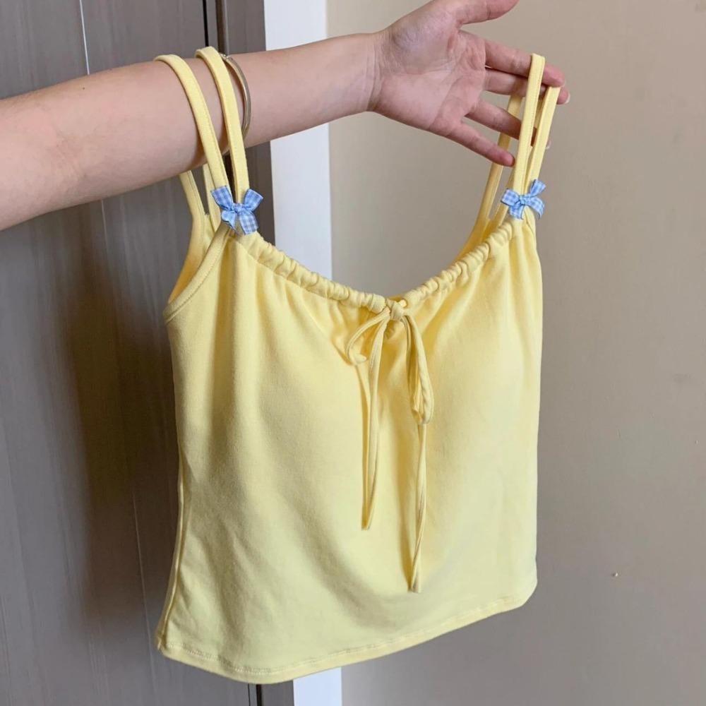 Tanktop mit Brustpolster Halter Crop Tops Damen Sommer Schleife Camis Rückenfreies Camisole Mode Tube Lady Ärmellose Cropped Weste