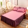 Solid Color Princess Style Brushed Bed Skirt with Dustproof Full Wrap
