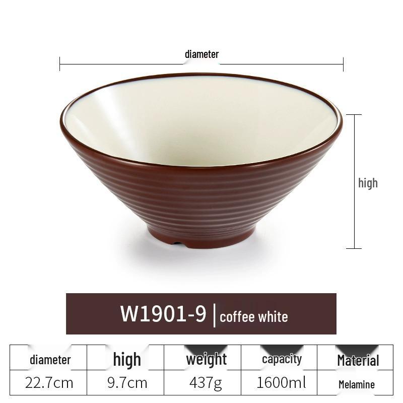 Net Celebrity Melamine Ramen Bowl: Two-Tone Creative Design, Large, Ideal for Mala Tang and Rice Noodles